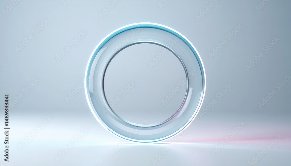 Aufkleber dynamic glass circle animation studio 3d render minimalistic close-up technology concept