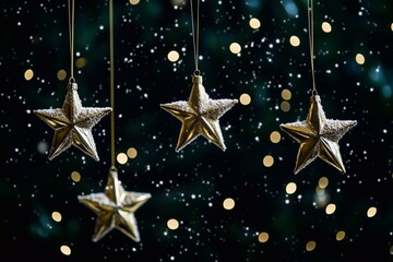 Christmas night with shining stars and sparkling snow, generated AI