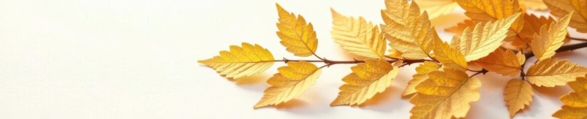 Intricate golden leaf details against pure white, white, illustration, golden tropical