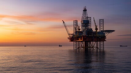 Offshore Oil and Gas Platform at Sea – Industrial Energy Facility and Marine Drilling Rig for Petroleum Extraction, Large-Scale Infrastructure Supporting Offshore Operations in the Energy Industry 