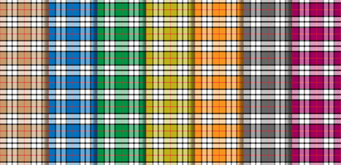 A set of Tartan plaid seamless pattern for textile, fabrics, print and background.