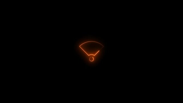 Glowing neon wifi icon.HD motion graphic video animation with neon effects.isolated on a black background.