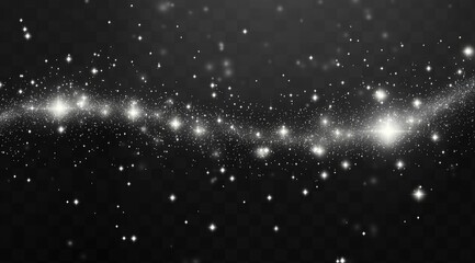 Cosmic river of starlight.  A ribbon of luminous stars and particles stretches across a dark, starry expanse