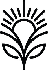 Minimalist Sun Flower Bud Logo. 
