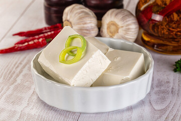 Greek traditional Feta cheese cubes