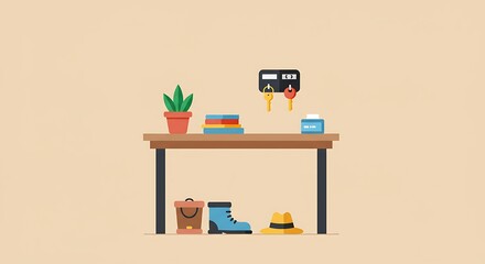 Minimalist Hallway Table Illustration