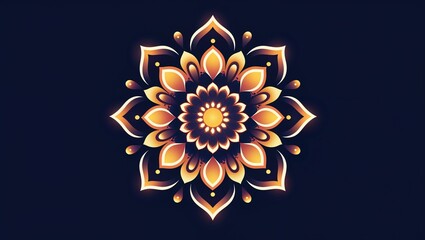 Mandala design glowing in the dark on plain dark background