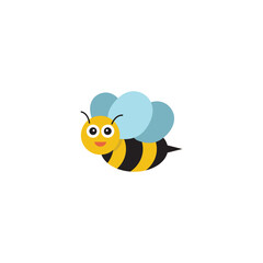 Cute Bee icon logo flat vector design