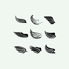 Feather wings icon logo flat vector design