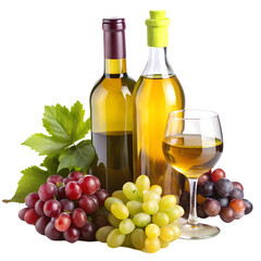 White Wine Grapes Wine Bottle Wine Glass Drink isolated on transparent background