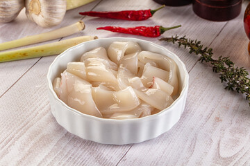 Raw squid rings for cooking
