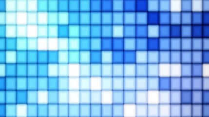 Fototapeta premium Minimalist blue color grid with glowing squares, abstract digital background with depth and soft light effects