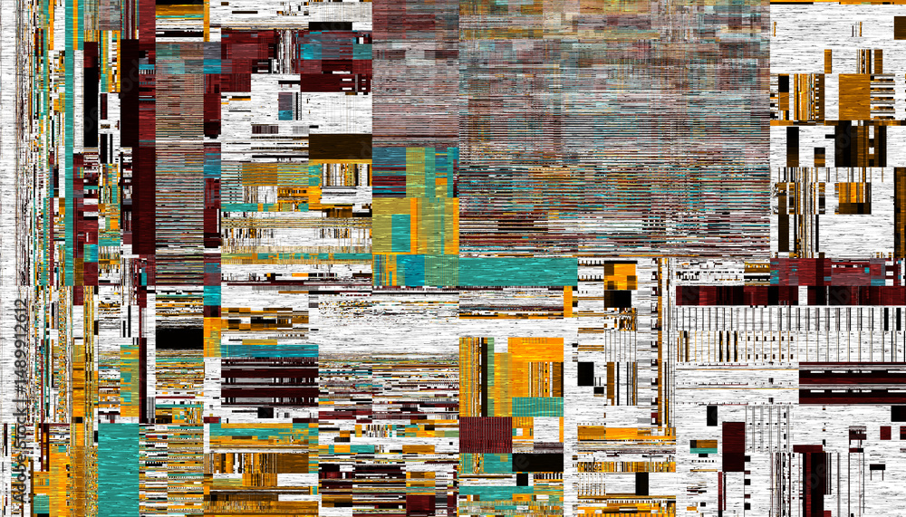 Fototapete abstract creative glitch overlay texture. geometric pixel pattern of a digital glitch on transparent