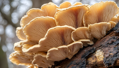 Fresh wild mushroom growing in forest, closeup view