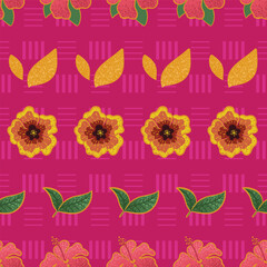 Hibiscus abstract floral seamless pattern design