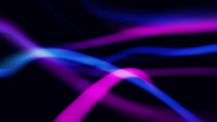 Abstract animation of soft pink and blue light waves. Intersecting, flowing lines with ethereal glow on black background