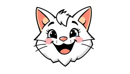 happy cat mascot logo with whimsical illustration on a white background