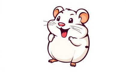 Fototapeta premium whimsical hamster mascot logo with whimsical illustration on a white background