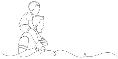father and son line art vector drawing.fathers day illustration