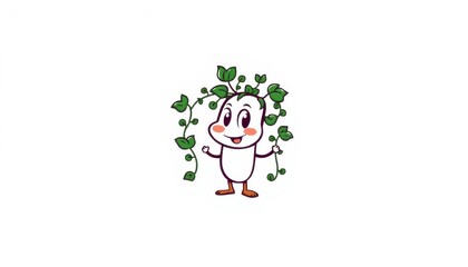 Fototapeta premium whimsical ivy mascot logo with charming illustration on a white background