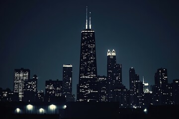 Fototapeta premium Night city skyline silhouette