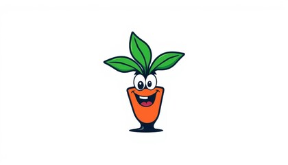 silly rubber plant mascot logo with exaggerated leaves on a white background