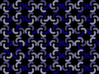 abstract seamless pattern. Blue abstract symbol on black background. Abstract illustration background.