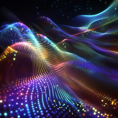Fototapeta premium Abstract background. 3d illustration. Fractal graphics composition of dots, waves and rays of light.