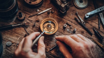 Watchmaker meticulously assembles a vintage timepiece