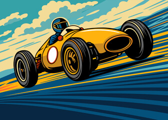 classic cars race pop art design vector art