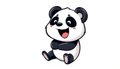 Obraz premium cute panda mascot logo with whimsical illustration on a white background