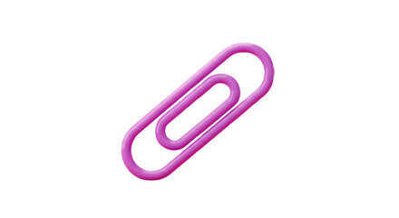 Pink paperclip on black background. 3D icon, plastic illustration style on transparent or white background