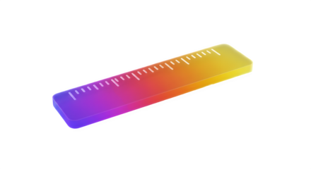 Vibrant gradient ruler, perfect for design projects. 3D icon, plastic illustration style on transparent or white background