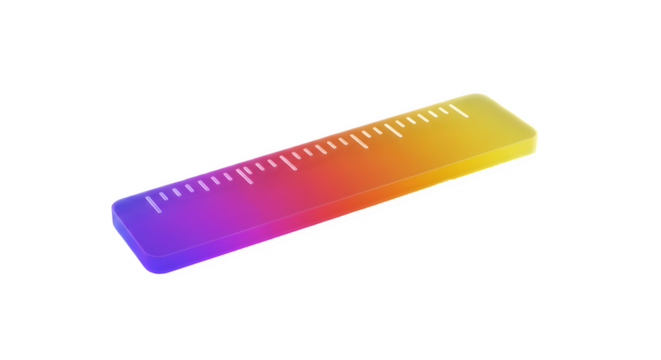Vibrant gradient ruler, perfect for design projects. 3D icon, plastic illustration style on transparent or white background - Powered by Adobe