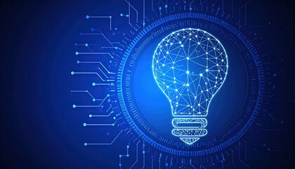 Abstract digital illustration of a lightbulb, technology.