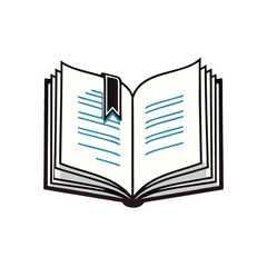 Clean Line Art Illustration of an Open Book with Flat Pages