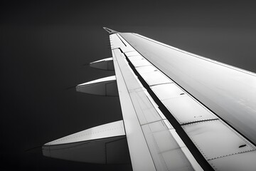 Airplane Wing's Intricate Design: Exploring the Aerodynamic Marvel of Flight, with a Focus on Structural Components and Their Functionality, During High-Altitude Travel