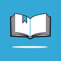 Clean Line Art Illustration of an Open Book with Flat Pages