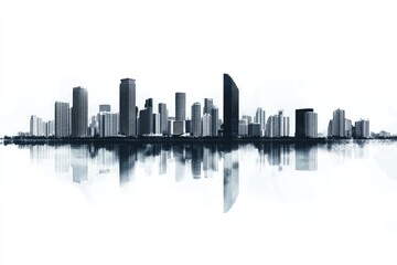 Obraz premium Urban skyline reflected on water