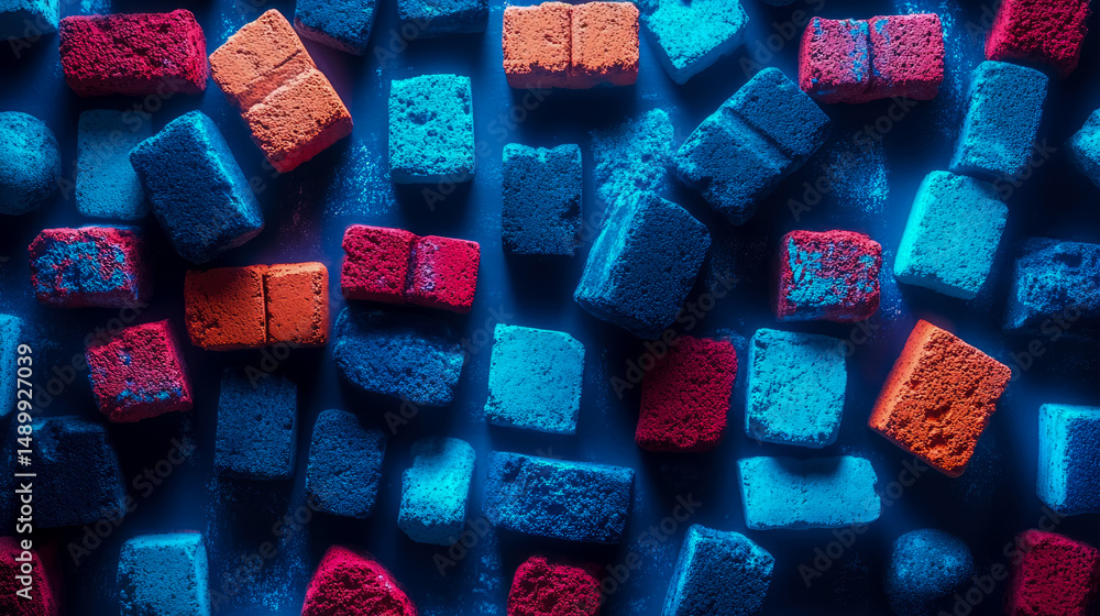 Aufkleber abstract neon bricks pattern for artistic display