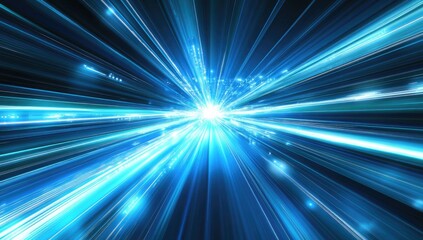 Obraz premium Bright blue radial burst, streaks of light