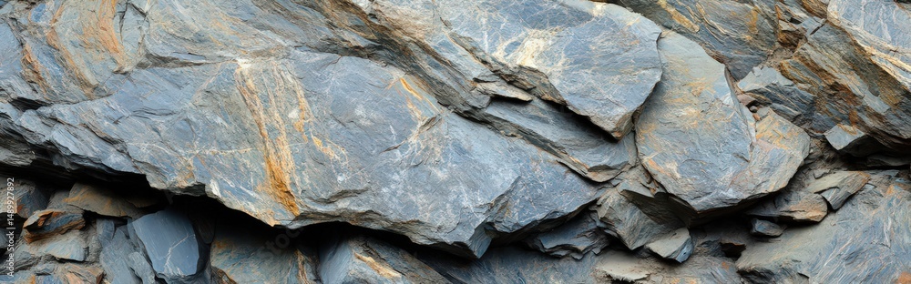 Poster layered rock face with colorful erosion patterns and textures displaying natural geology