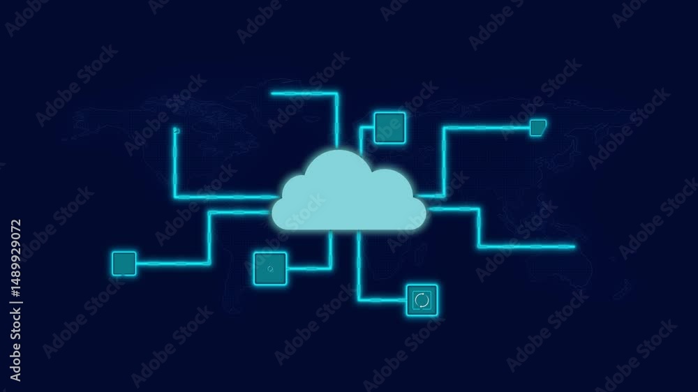 Poster cloud data storage and synchronization concept