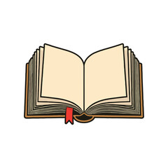 Clean Line Art Illustration of an Open Book with Flat Pages