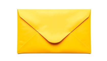 A bright yellow envelope with its flap partially covering the opening, set against a white background. 