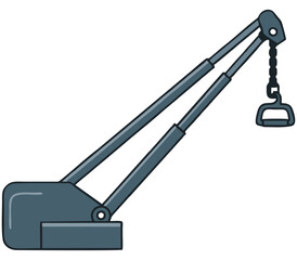 Hydraulic Crane Arm Vector Illustration, Flat Industrial Lifting Equipment