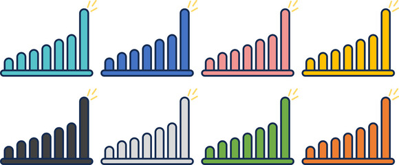 棒グラフのグラフィック素材イラストセット