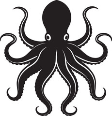 Octopus Silhouette Vector Illustration On White Background