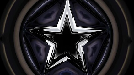 Abstract design featuring a metallic star on a dark background. The star is shiny and reflective, creating a striking contrast. Star motif is central and bold. Live desktop wallpaper.