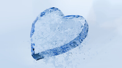 Cold heart light water splash on the center